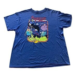 Gildan Adventure Time T-Shirt Women Small Blue Excellent Cartoon Graphic Tee
